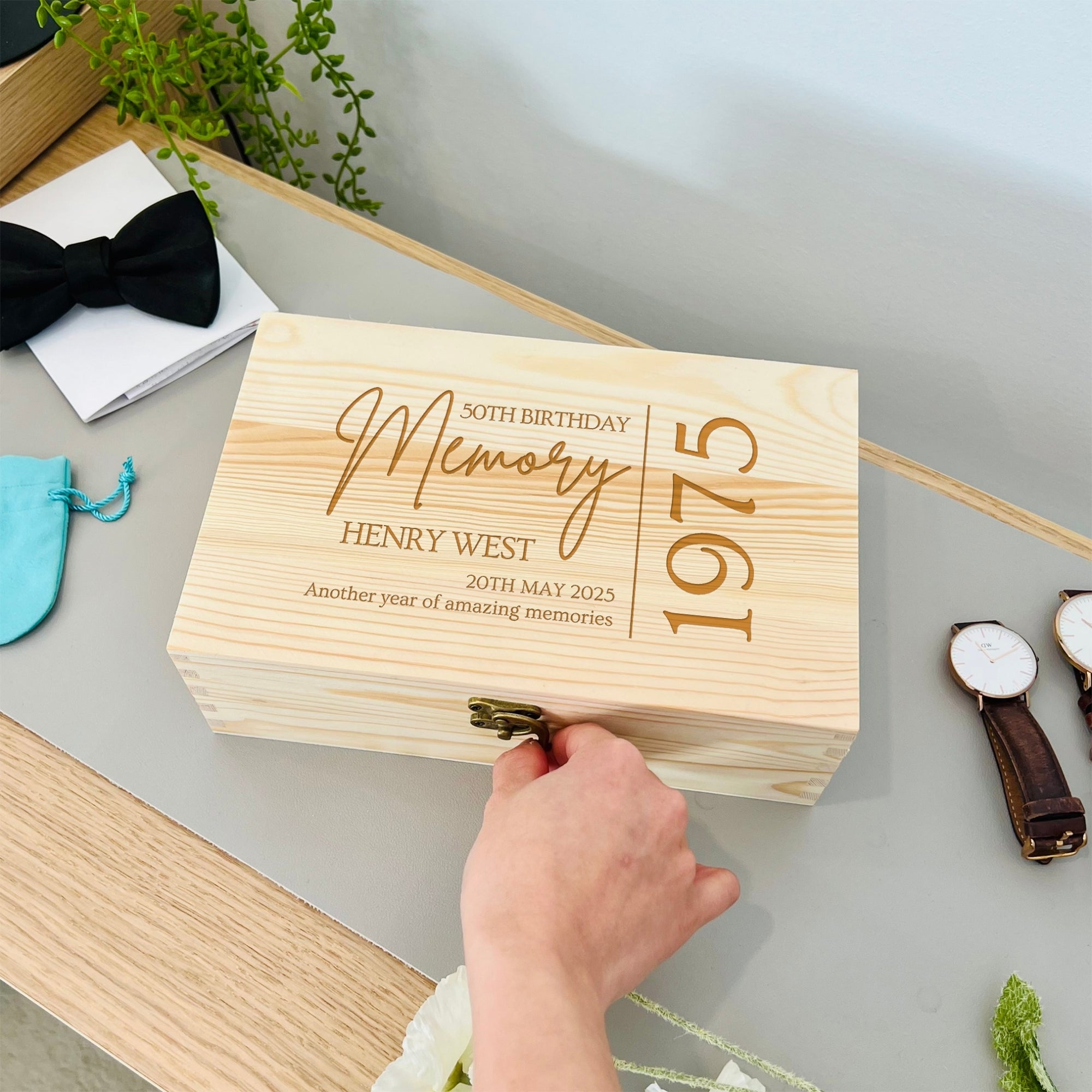 Personalised Wooden Keepsake Box, Custom Engraved Memory Birthday Treasure Storage, Housewarming, Graduation, Teacher, Dad, Mom Garden Gift