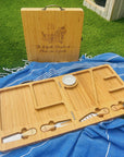 Personalised Folding Portable Cheese Board & Knife Set Storage