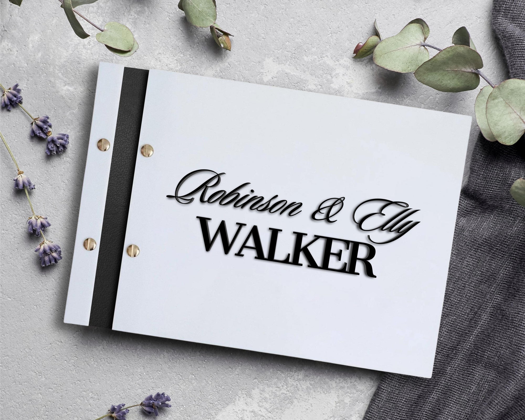Custom Made 3D Raised Acrylic & Vegan Leather Wedding Guest Book, Personalised Logo Alternative/ Traditional Guestbook Keepsake, Party Decor