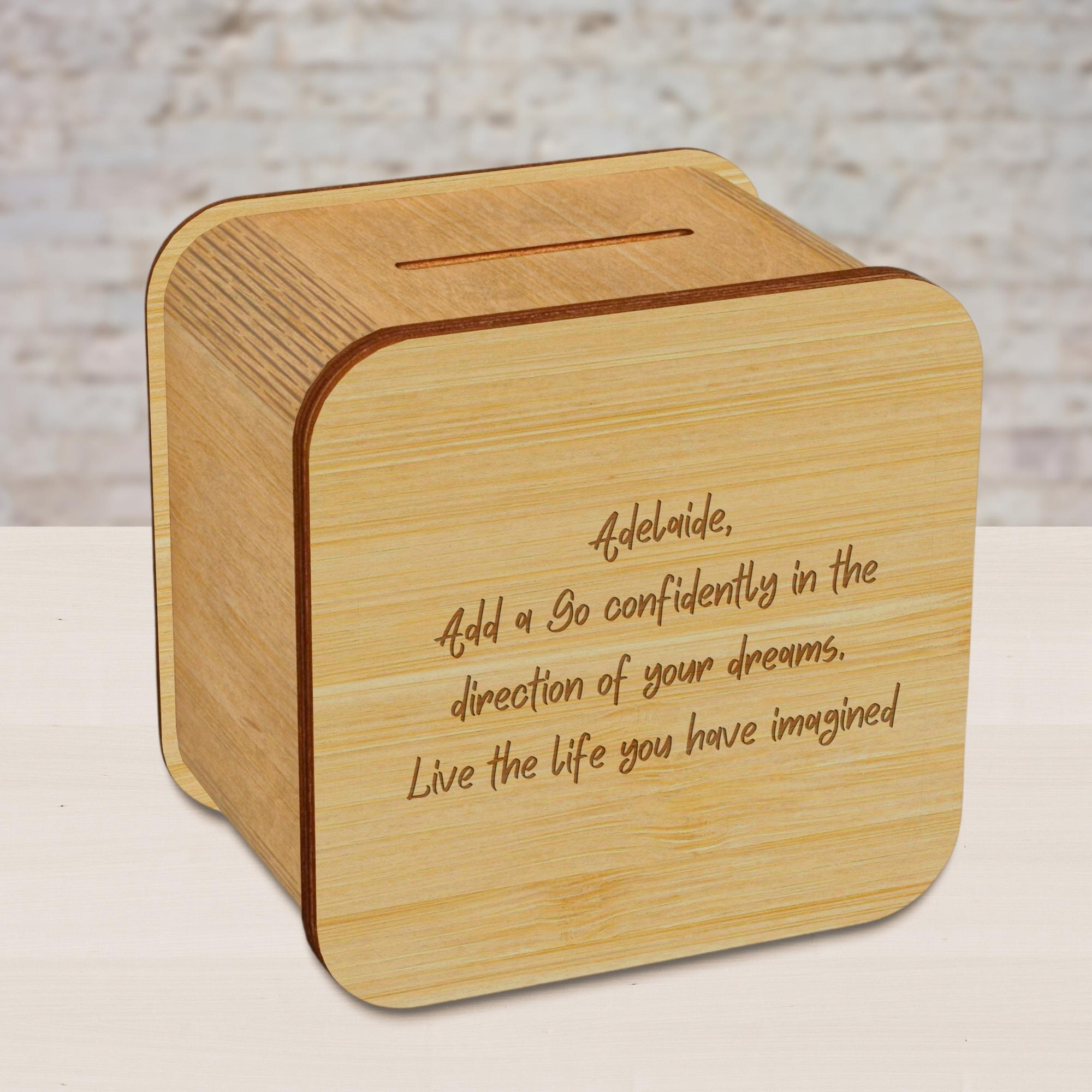 Custom Made Plywood Kid Piggy Bank, Personalised Boy Girl&#39;s Name Money Wooden Saving Box, Birthday Baby Shower Gift, Nursery Kid Room Decor