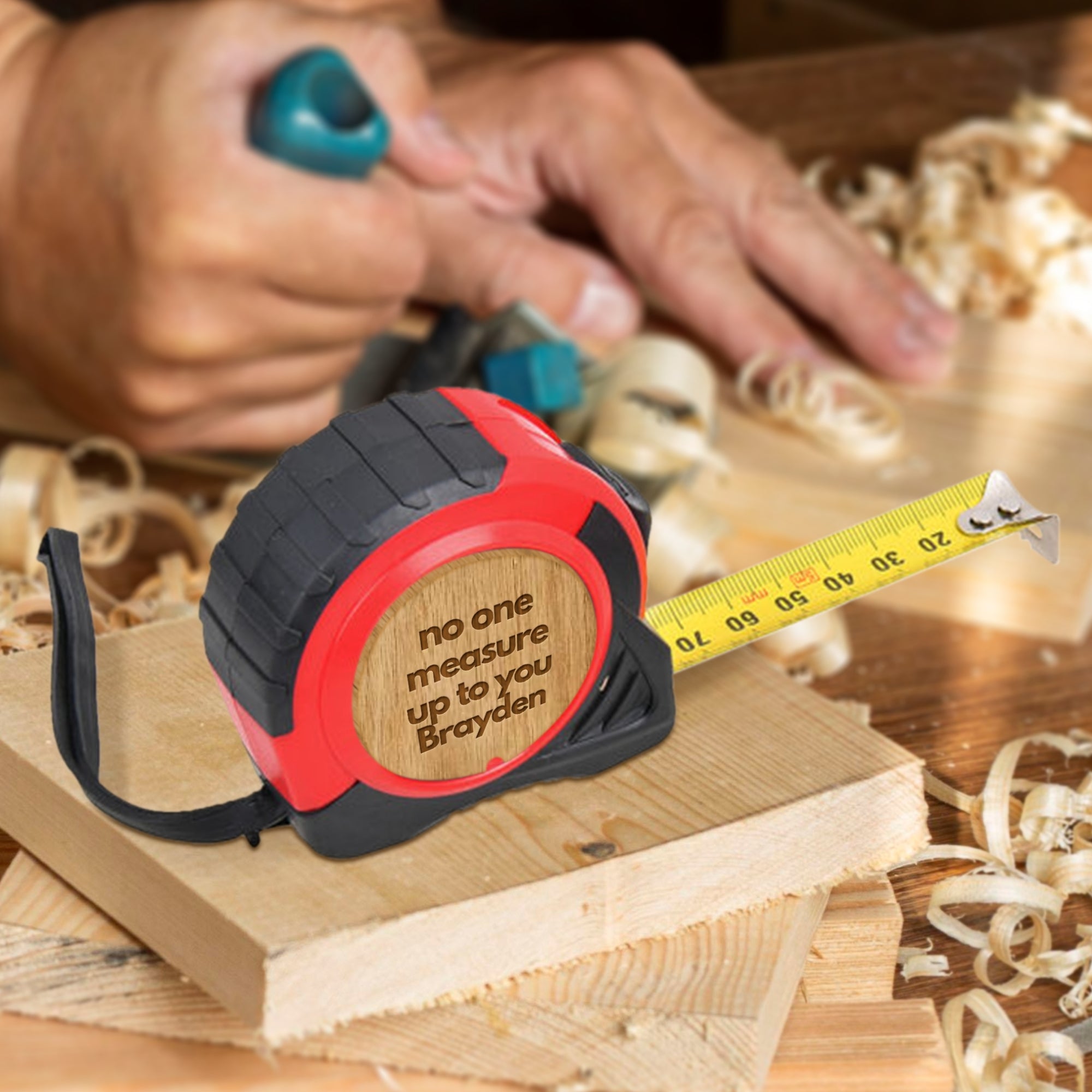 Personalised Loved Beyond Measure Tape, Custom Engraved No One Measures Up To You, Father&#39;s Day, Groomsman, Handyman, Builder Corporate Gift