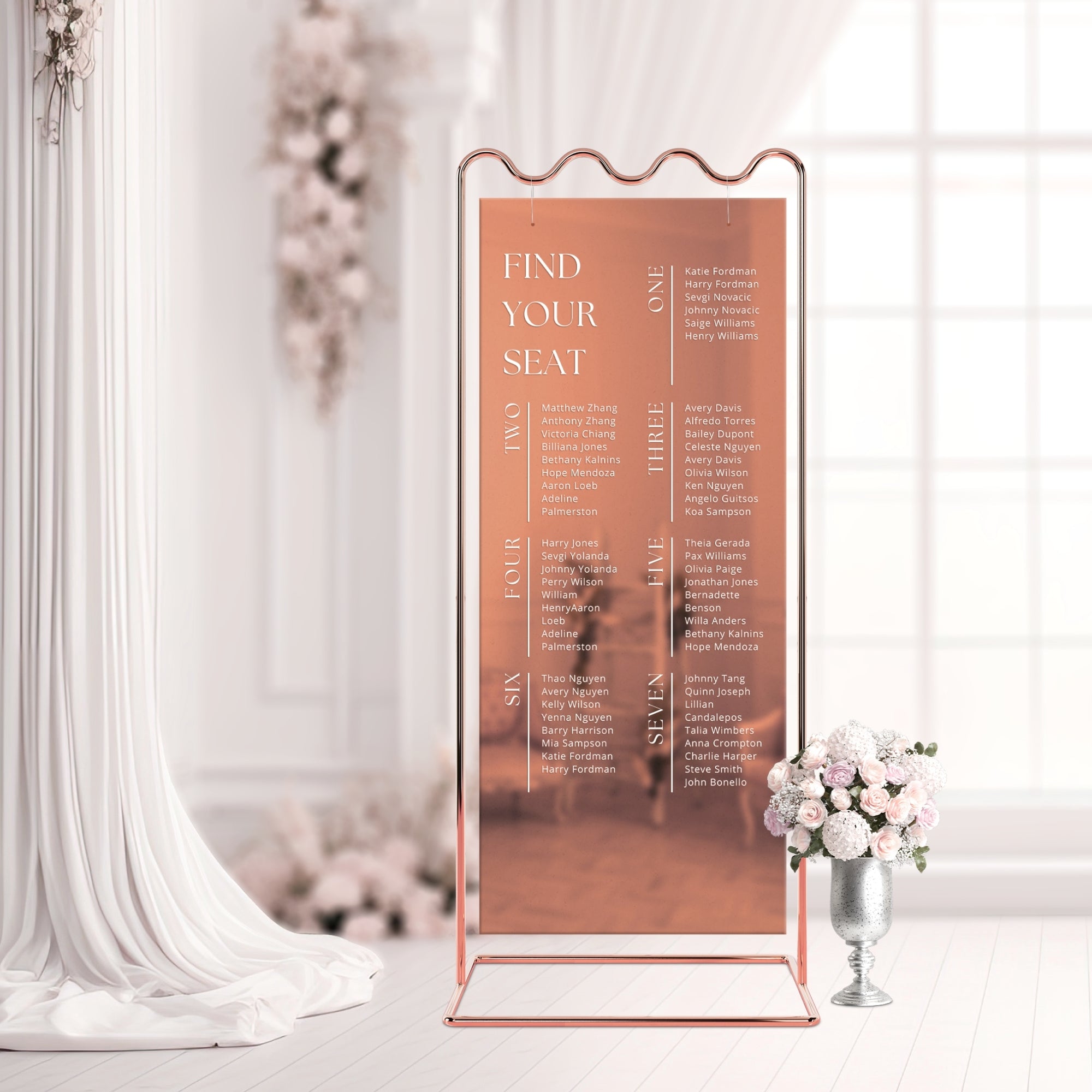 Personalised Wedding Seating Chart Sign, Custom UV Print Reception Guest Plan, Find Your Seat Mirror Signage, Engagement/ Anniversary Decor