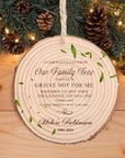 Personalised Remembering Family Member Christmas Wood Slice Ornament, Custom Name, Date Memorial Pet Image Bauble, Xmas Gift Tag Tree Decor