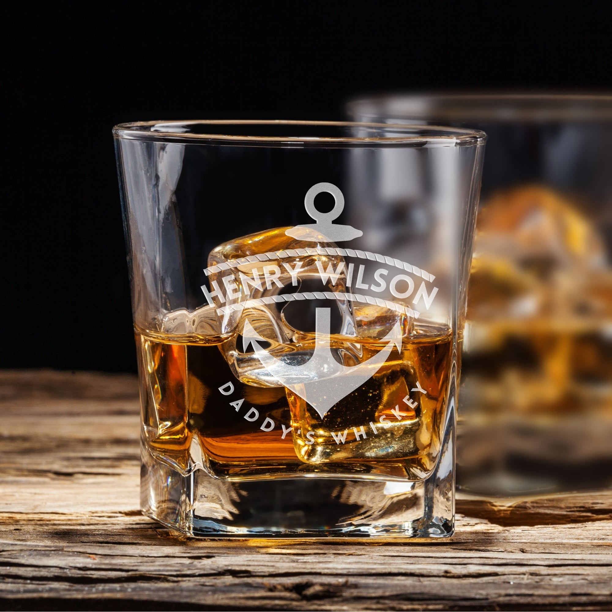 Personalised Wooden Whiskey Gift Box, Star Patterned Base Glass Ice Stones Coaster, Custom Engraved Wedding Barware Set, Dad, Corporate Gift