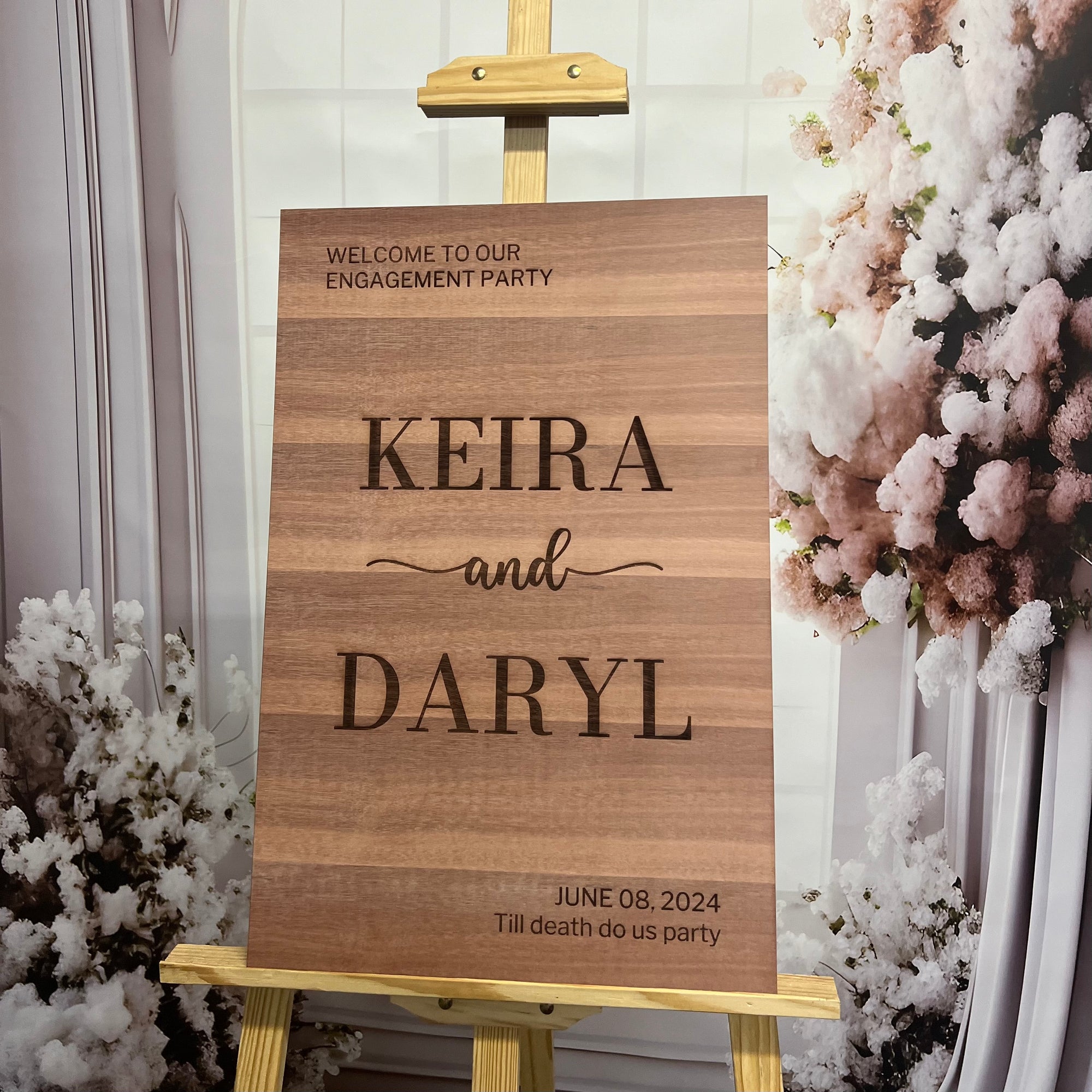 Custom Timber Wedding Welcome Sign, Personalised Rustic/ Vintage/  Boho, Country Hippie style Wooden Names, Ceremony/ Event/ Engagement/ Bridal Shower/ Birthday Signage on Easel