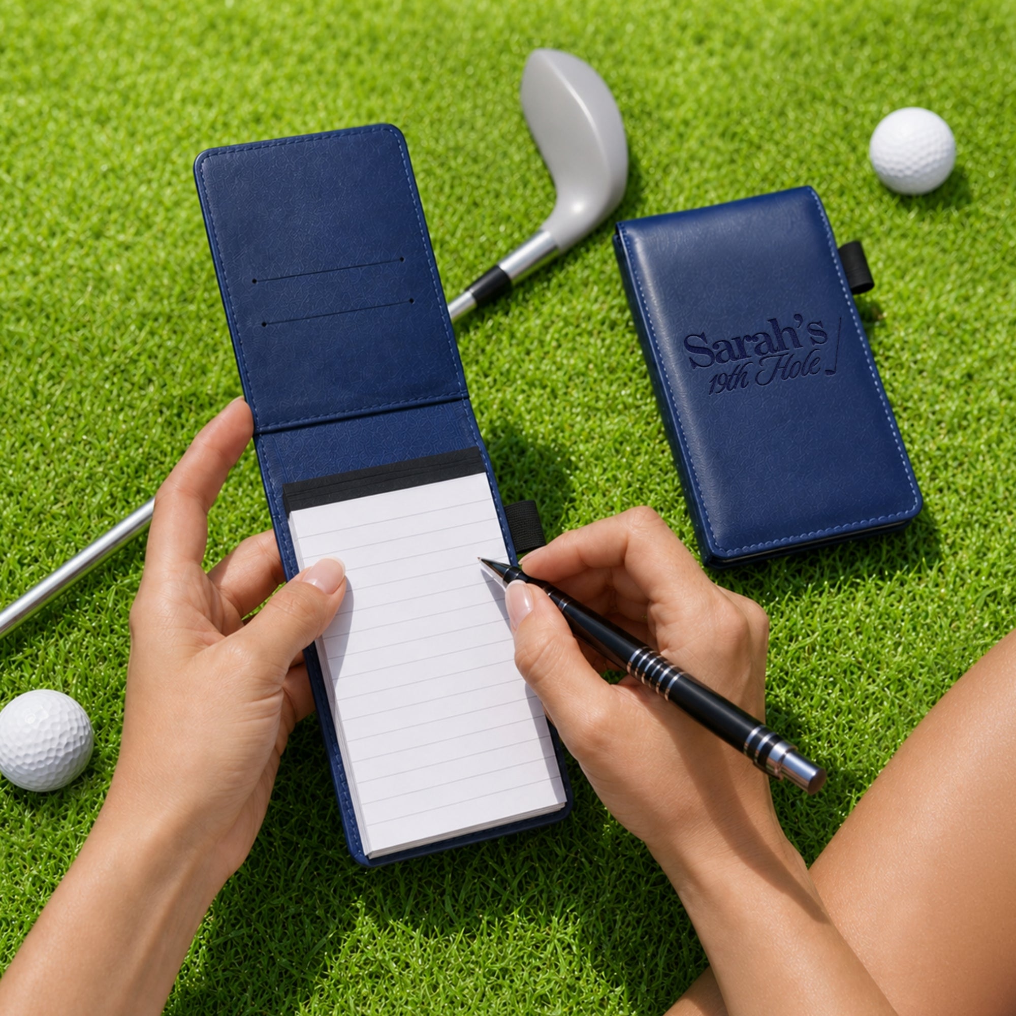 Custom Engraved Leatherette A7 Small Pocket Notebook/ Golf Scorecard Holder
