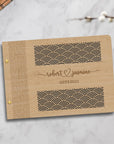 Custom Laser Cut & Engraved Wooden Logo Wedding Guest Book, Personalised Plywood Traditional Birthday Keepsake, Rustic Vintage Party Decor