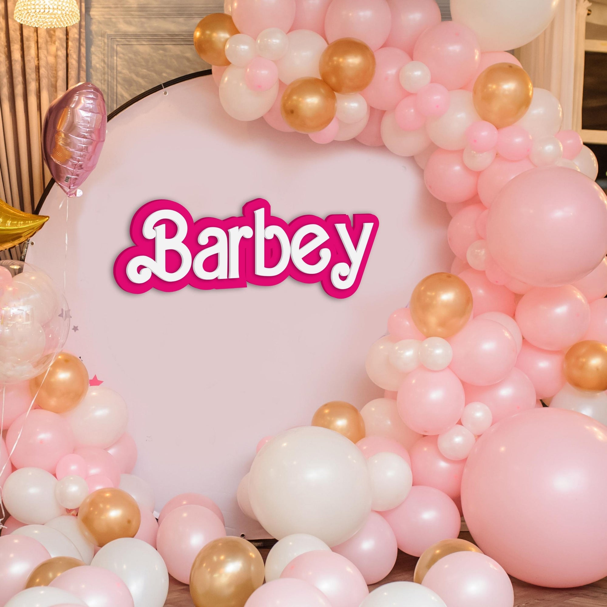 Custom Acrylic 3D Double Layer Barbie Script Name Sign, Personalised Mirror Kid Nursery Wall Decor, Wedding, Birthday, Bridal Shower Signage