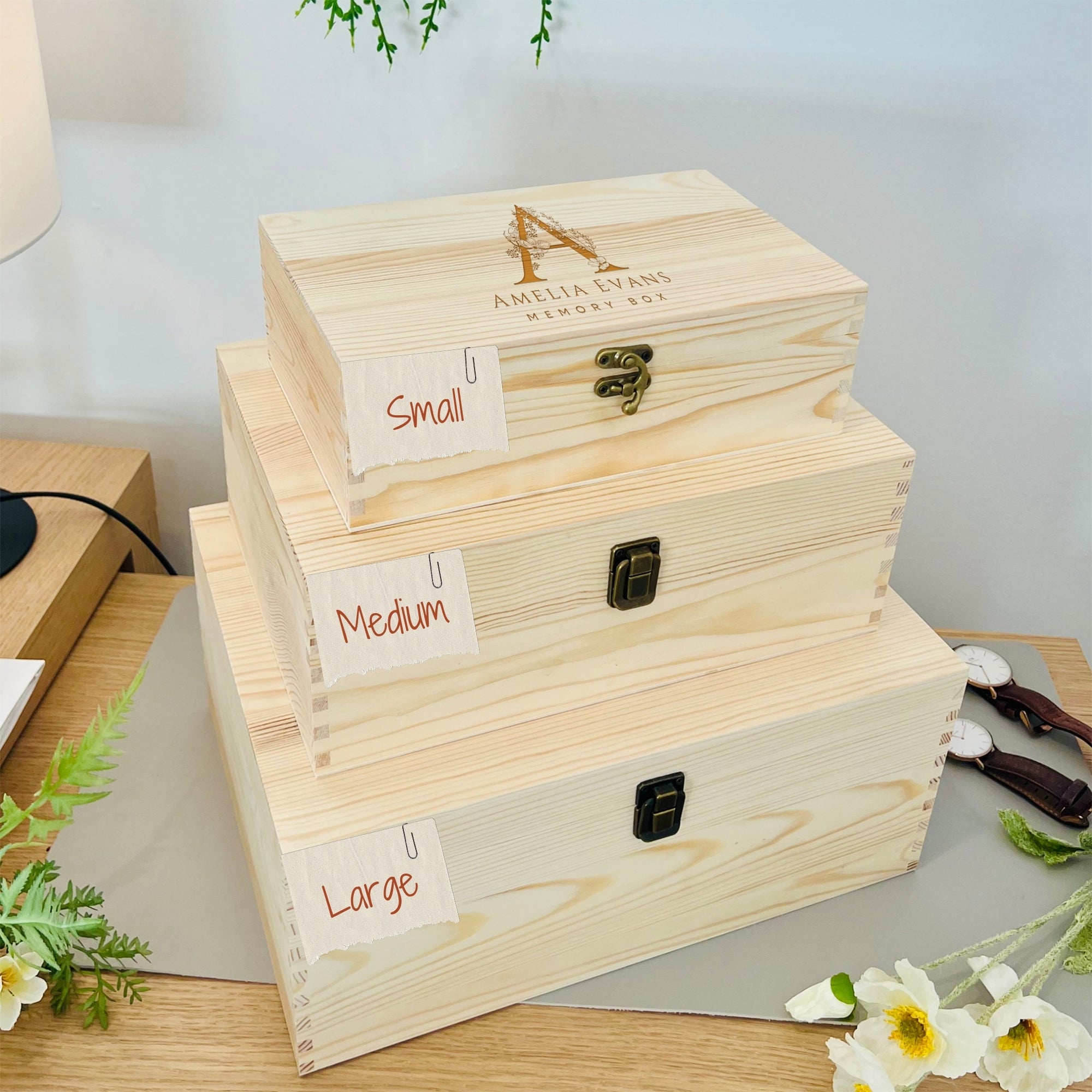 Personalised Wooden Keepsake Box, Custom Engraved Memory Birthday Treasure Storage, Housewarming, Graduation, Teacher, Dad, Mom Garden Gift