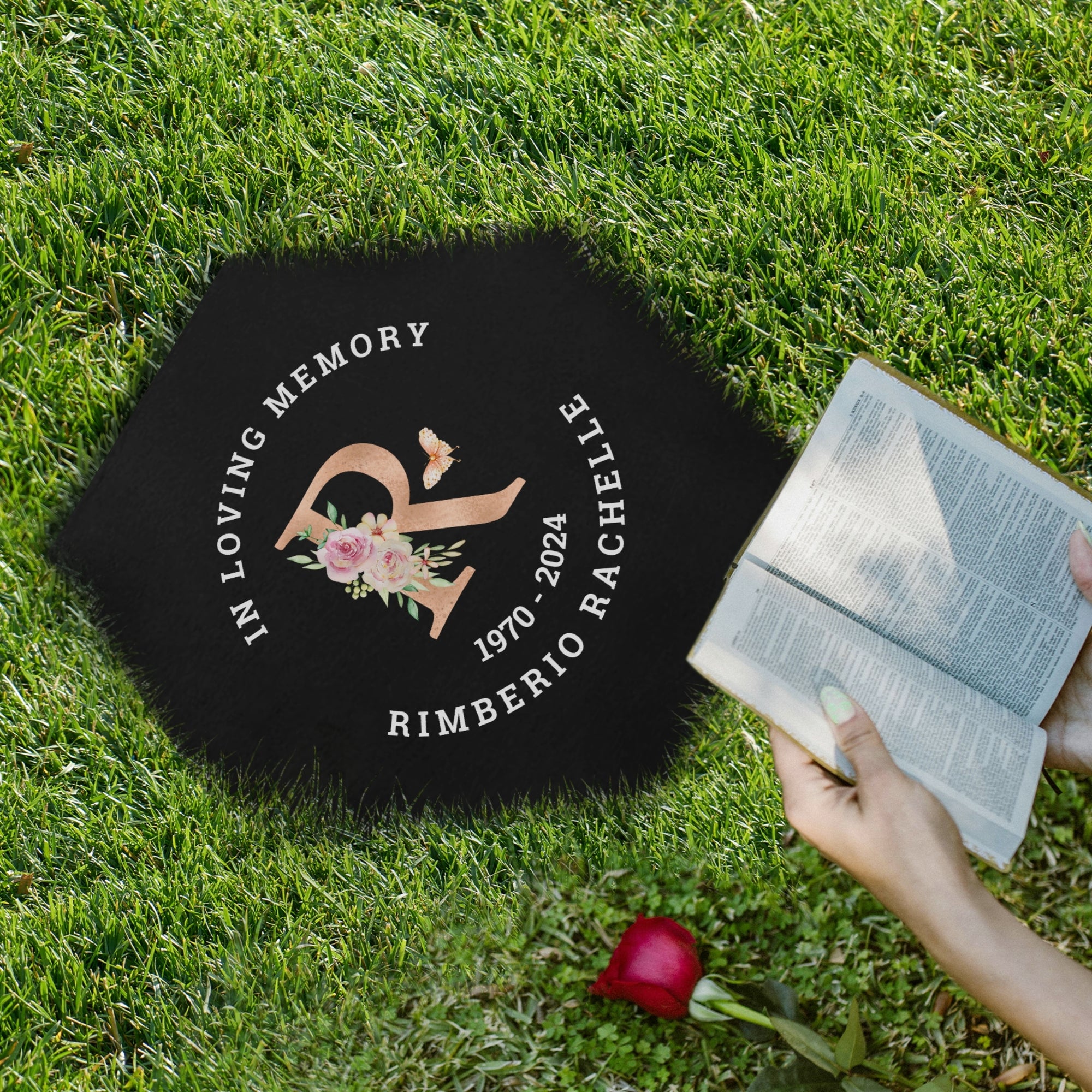 Personalised Photo Memorial Hexagon Slate Sign, Custom Print In Loving Memory Garden Stone, Funeral Cemetery Display Plaque, Loss Pray Gift