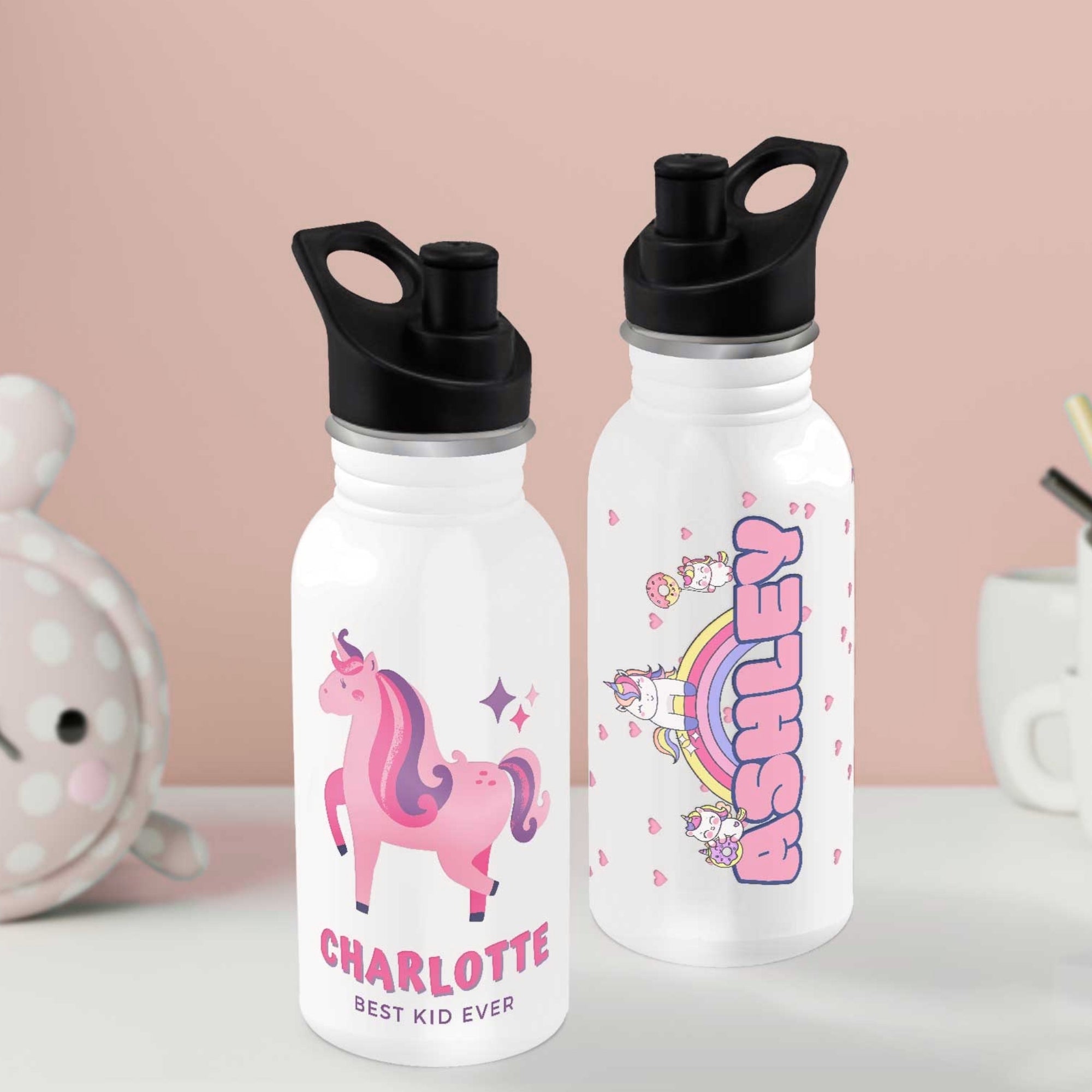 Personalised 500ml Stainless Steel Kid Water Bottle, Custom UV Print Logo Preschool/ Sport/ Daycare Travel Tumbler, Corporate/ Birthday Gift