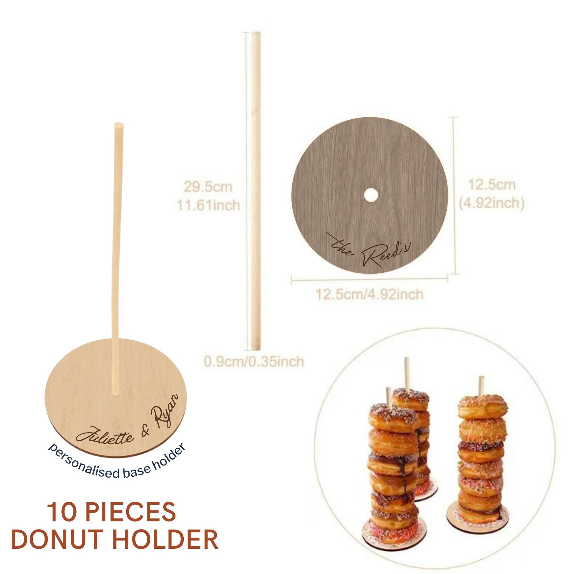 Custom Made 3D Double Layer Plywood Donuts Wall Stand, Personalised Name &amp; Date Candy Bar Display, Donuts Stack Holder, Rustic Wedding Table Decor, Birthday, Party Sign Supply