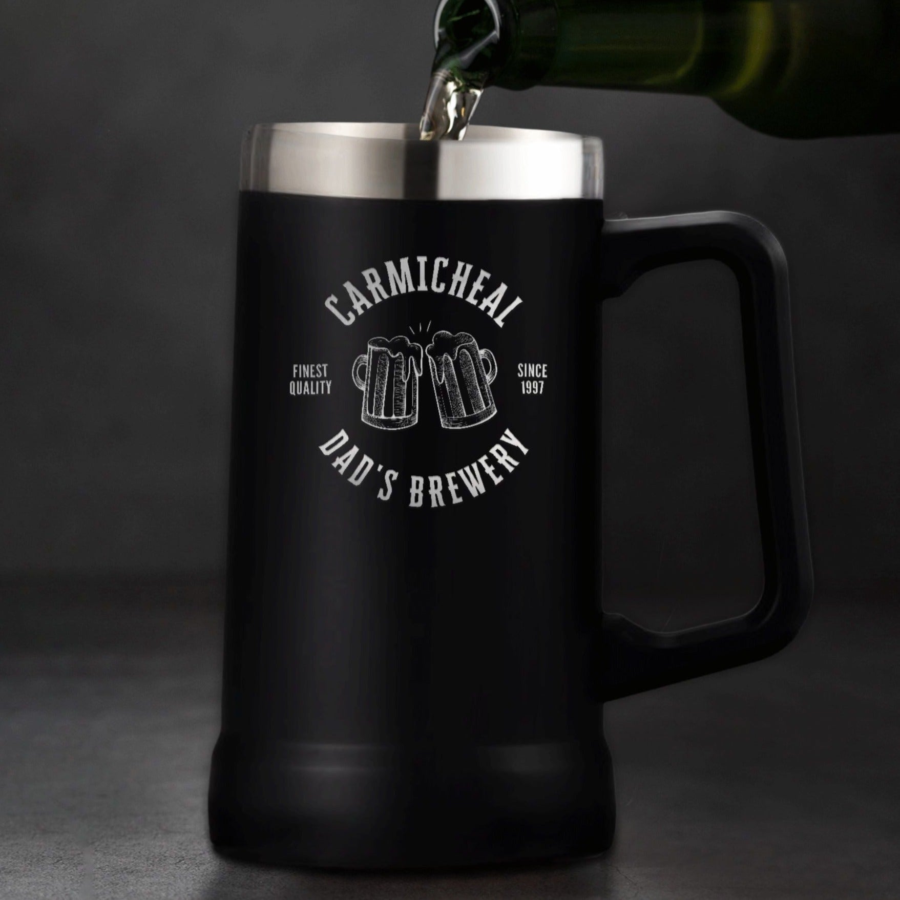 Personalised Insulated Stainless Steel Tankard Beer Mug, Custom Engraved Thermal Brewery Tumbler, Dad Groomsman Housewarming, Christmas Gift