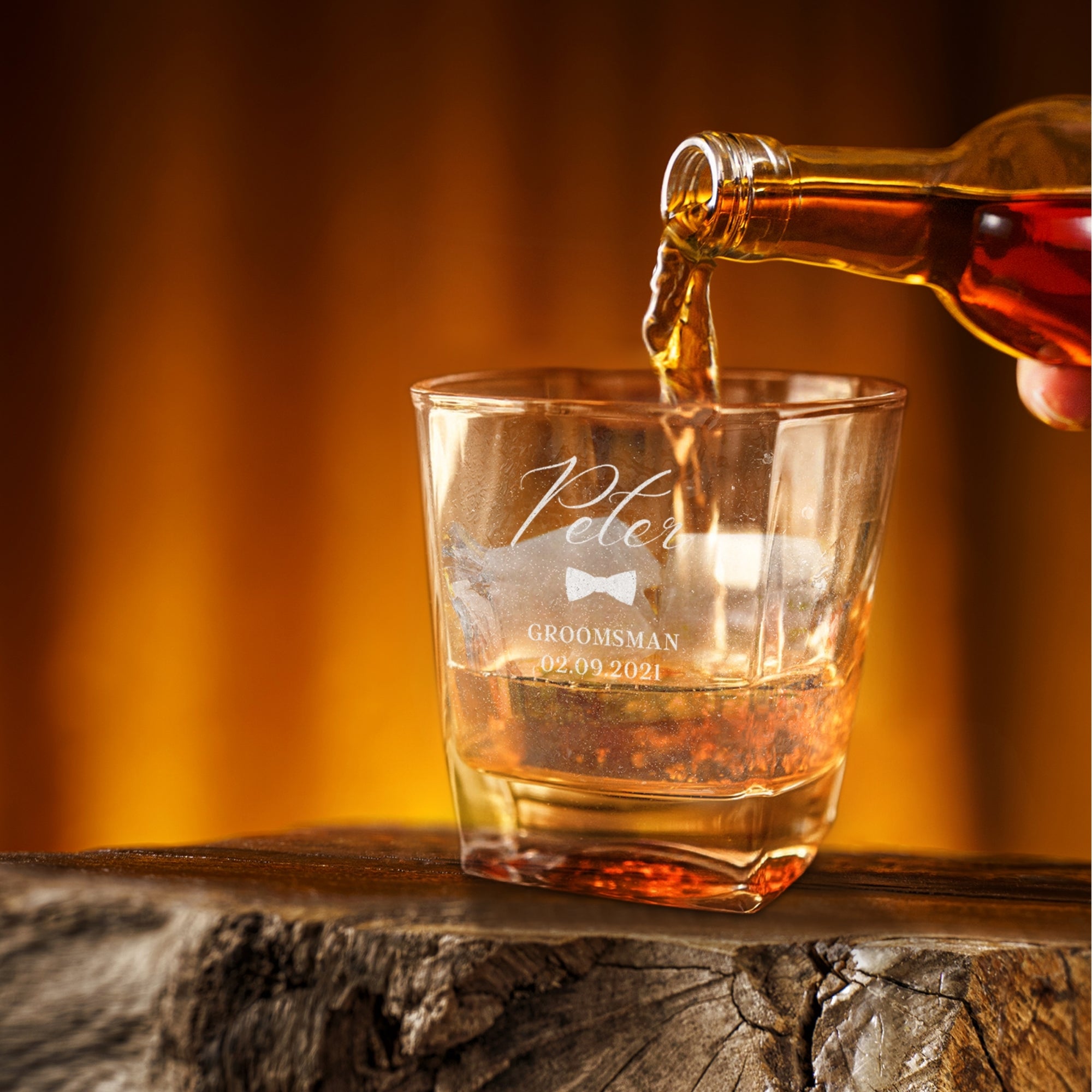 Personalised 280ml Whiskey Twisted Glass, Custom Engraved Rock Tumbler, Corporate Logo, Housewarming, Wedding, Bridesmaid, Groomsmen Gift