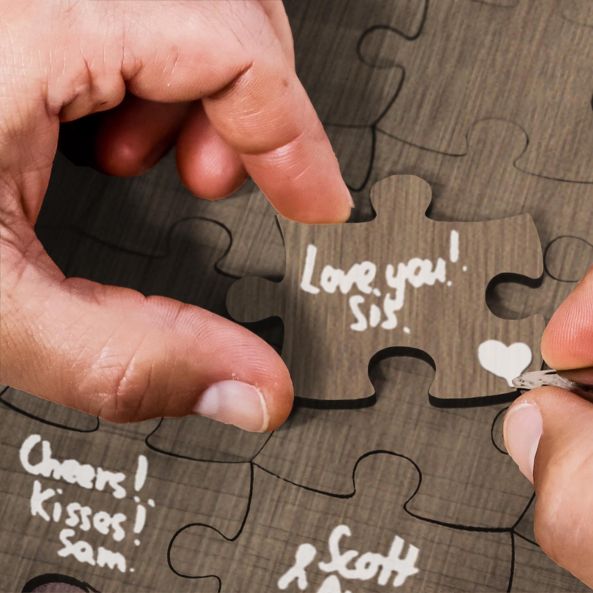 Custom Heart Shape Plywood Puzzle Wedding/ Birthday/ Anniversary Guestbook Set Alternative, Rustic Personalised Name Jigsaw Stationery Decor