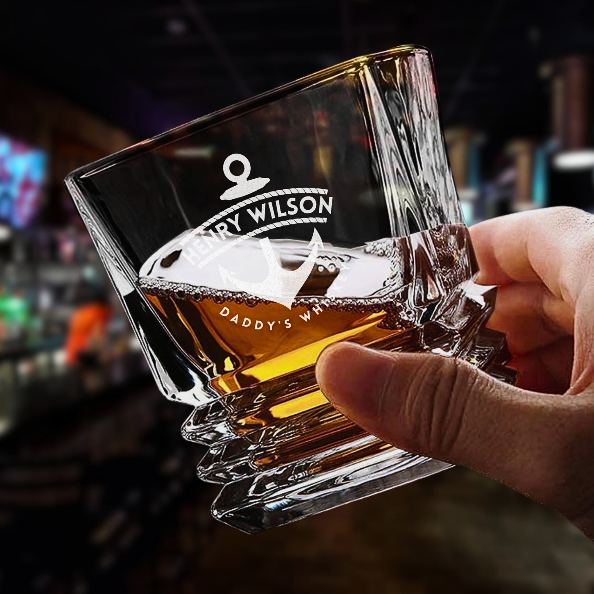 Personalised 320ml Whiskey Prism Bold Cut Glass, Custom Engraved Scotch Tumbler, Corporate, Housewarming Wedding, Bridesmaid, Groomsmen Gift