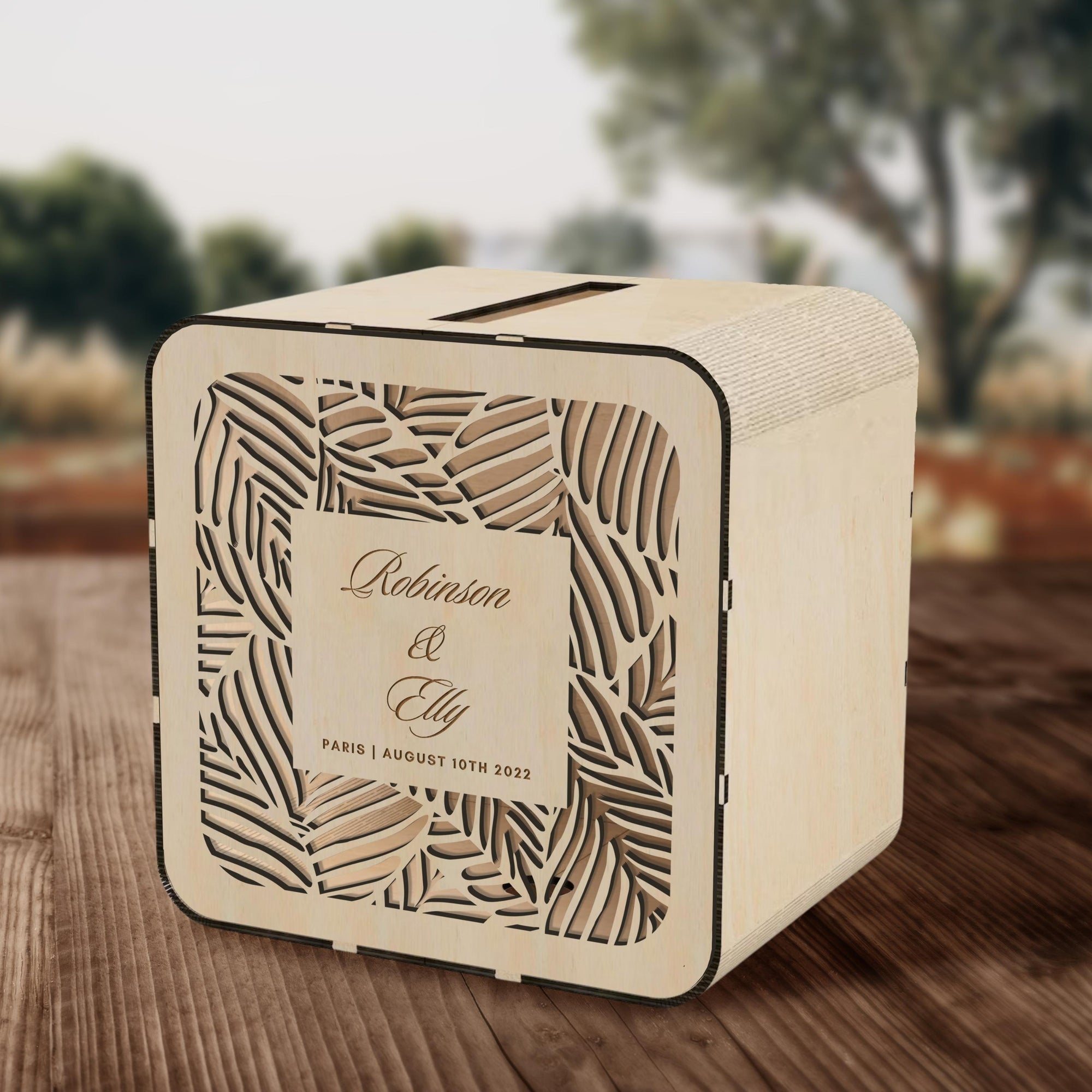 Custom Made Laser Cut &amp; Engrave Plywood Wishing Well Box, Personalised Name &amp; Date Money, Envelope, Card Boxes, Rustic Wedding Memory Keepsake Gift