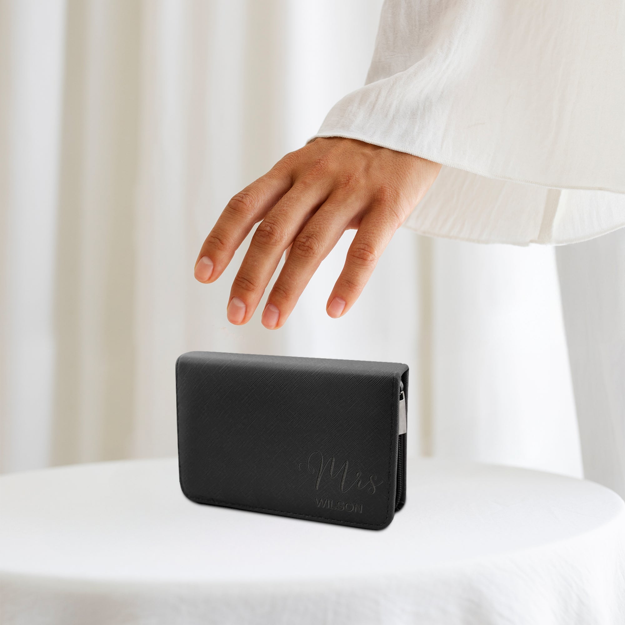 Personalised Black Leatherette Unisex Travel Manicure &amp; Pedicure Kit, Custom Engraved Portable Nail Grooming 26 Pieces Set Bag, Personal Tools Storage Case, Wedding Favour, Groomsman Bridesmaid Gift