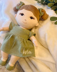 Personalised Embroidery Plush First Baby Doll, Custom Embroidered Name Sleep Soft Little Baby Toy Girl Christening Birthday Shower Xmas Gift