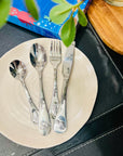 Custom Engraved Kid's Cutlery 4 Piece Set, Personalised Children Name Spoons, Fork, Knife/ Daycare Dining Tools, First Birthday Baptism Gift