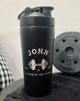 Personalised 750ml Insulated Protein Stainless Steel Shaker, Custom Engraved Gym Lover Matte Black 25oz Protein Blender, Water Bottle, Work Out Gift Mum, Dad