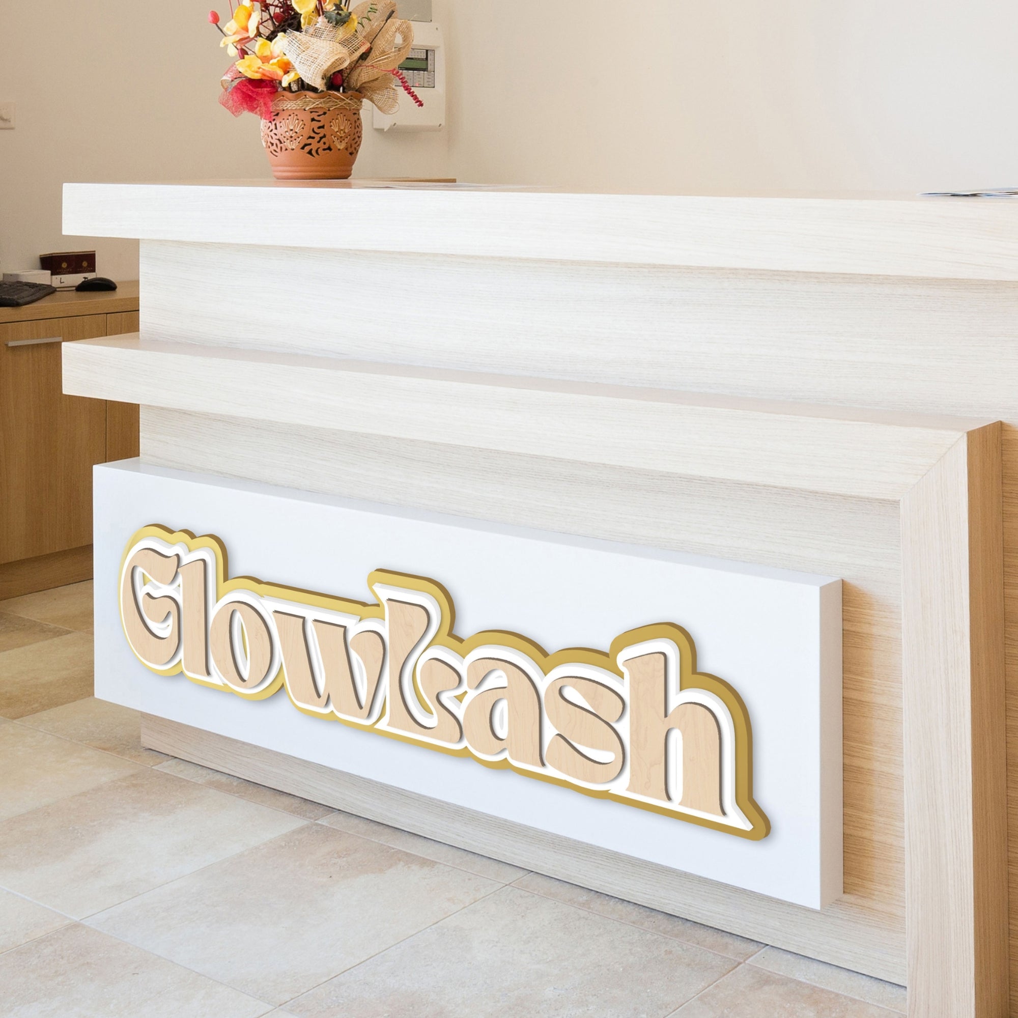 Custom Acrylic 3D Triple Layered Business Logo Sign, Personalised Mirror Script Room Name Plaque, Coffee, Retail, Spa Eyelash Office Signage