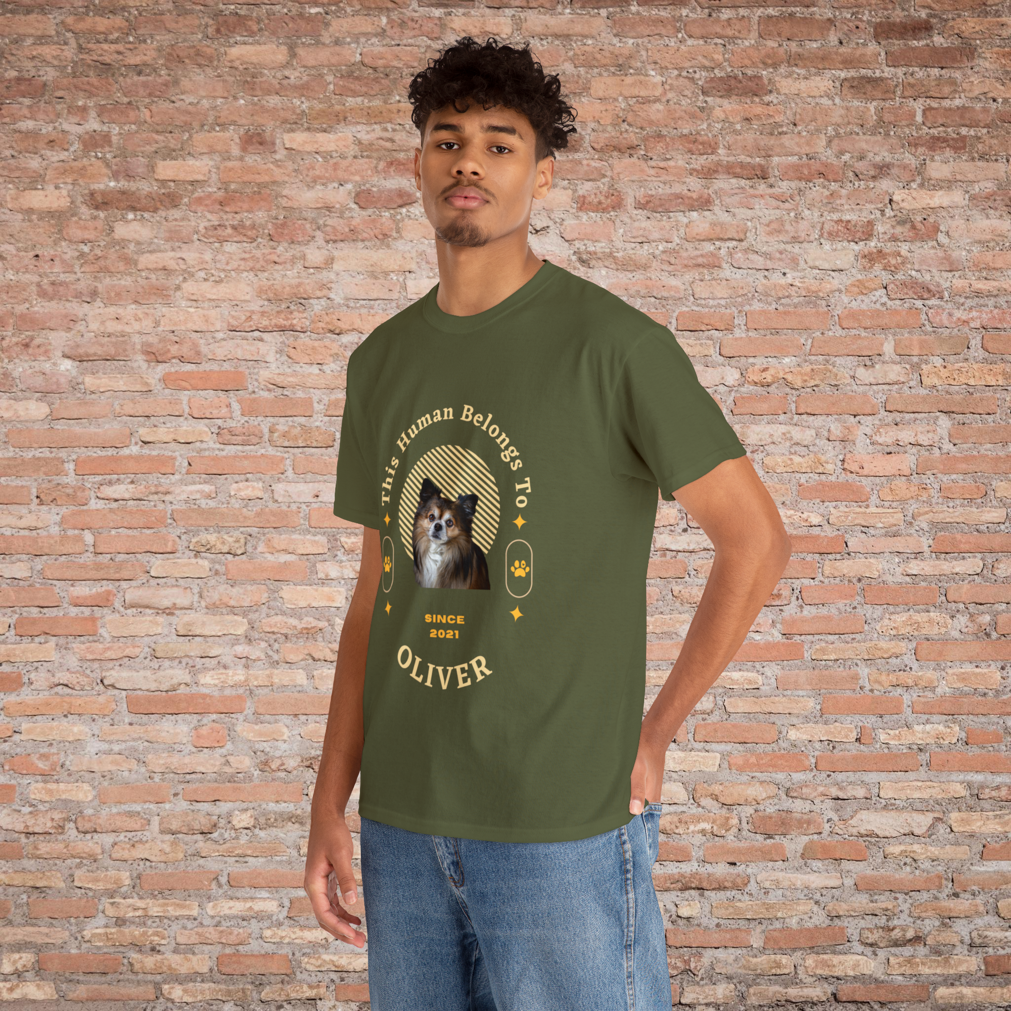 Customise Your Pet Photo Unisex T-shirt, Personalised Name This Human belongs To Dog Lover Shirt, Cat Image Custom T Shirt, Personalised Tee Shirts Birthday Gift