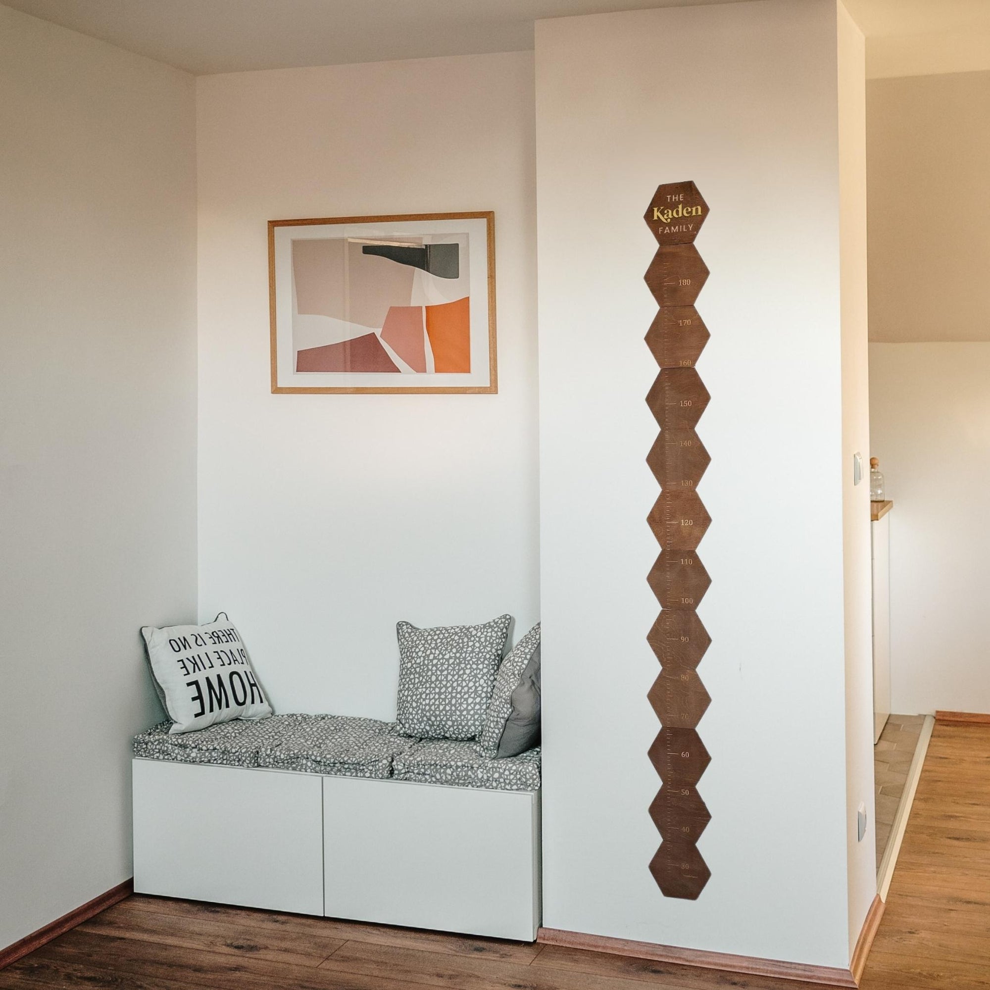 Custom Made 3D Raised Name Wooden Hexagon Kid Height Chart, Personalised Laser Cut &amp; Engraved Family Growth Ruler Record, Nursery Wall Decor