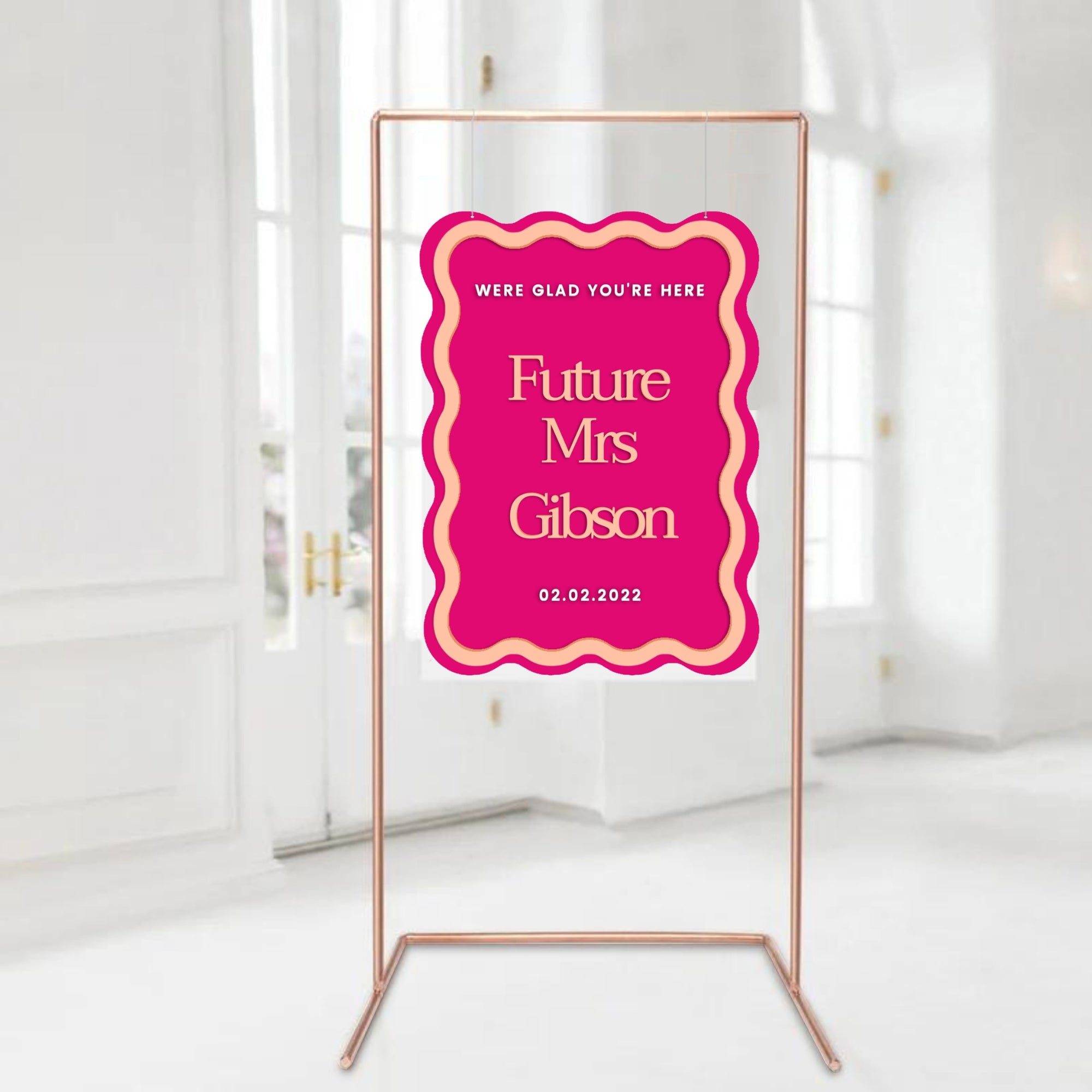 Custom Arch Double Acrylic Hens Party Welcome 3D Sign, Personalised Mirror Names Wedding, Engagement/ Bridal Shower/ Birthday Signage Decor