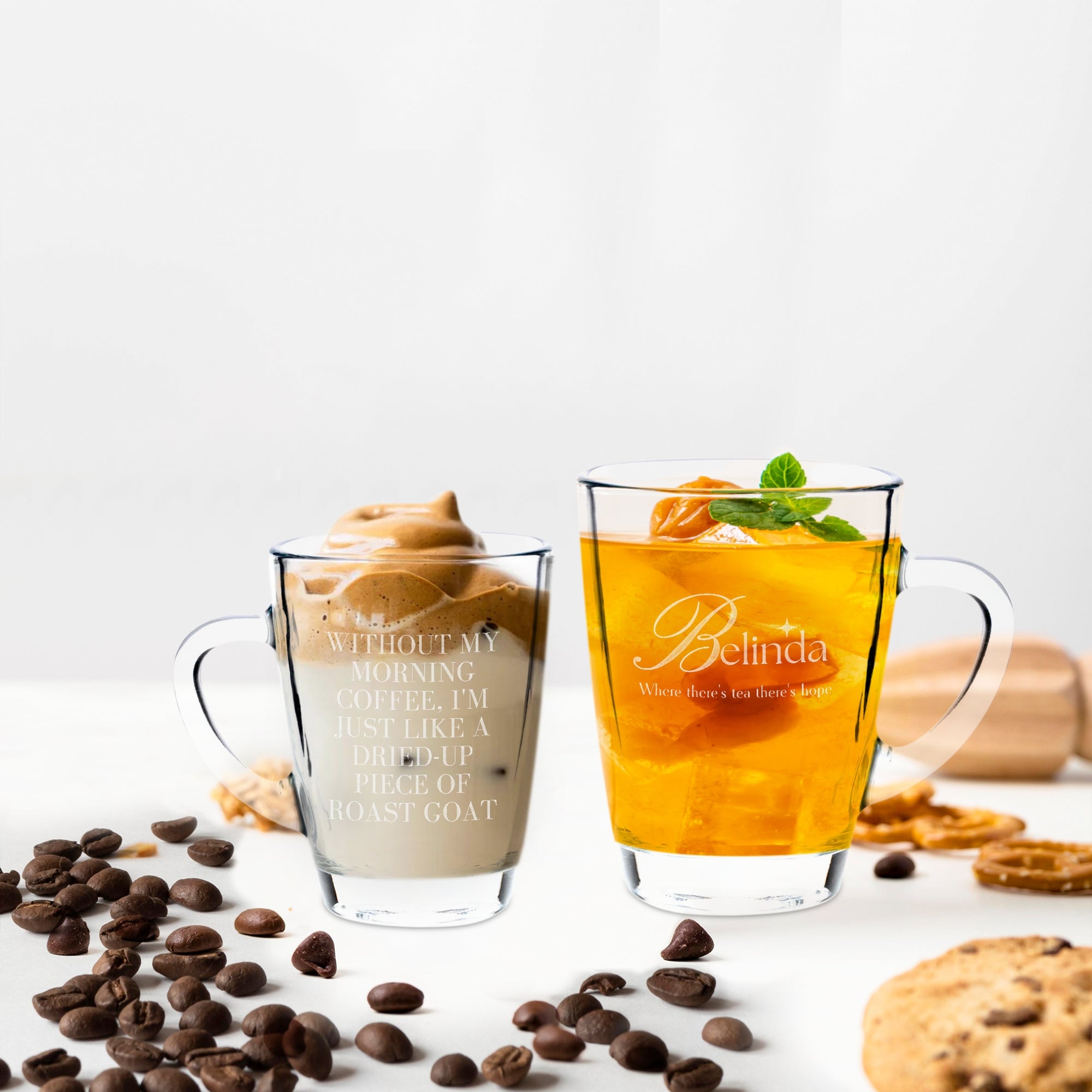 Personalised Glass Coffee Mug, Custom Engraved Tea Cup, Wedding Favours, Birthday, Teacher, Mother/ Father's Day, Christmas Corporate Gift