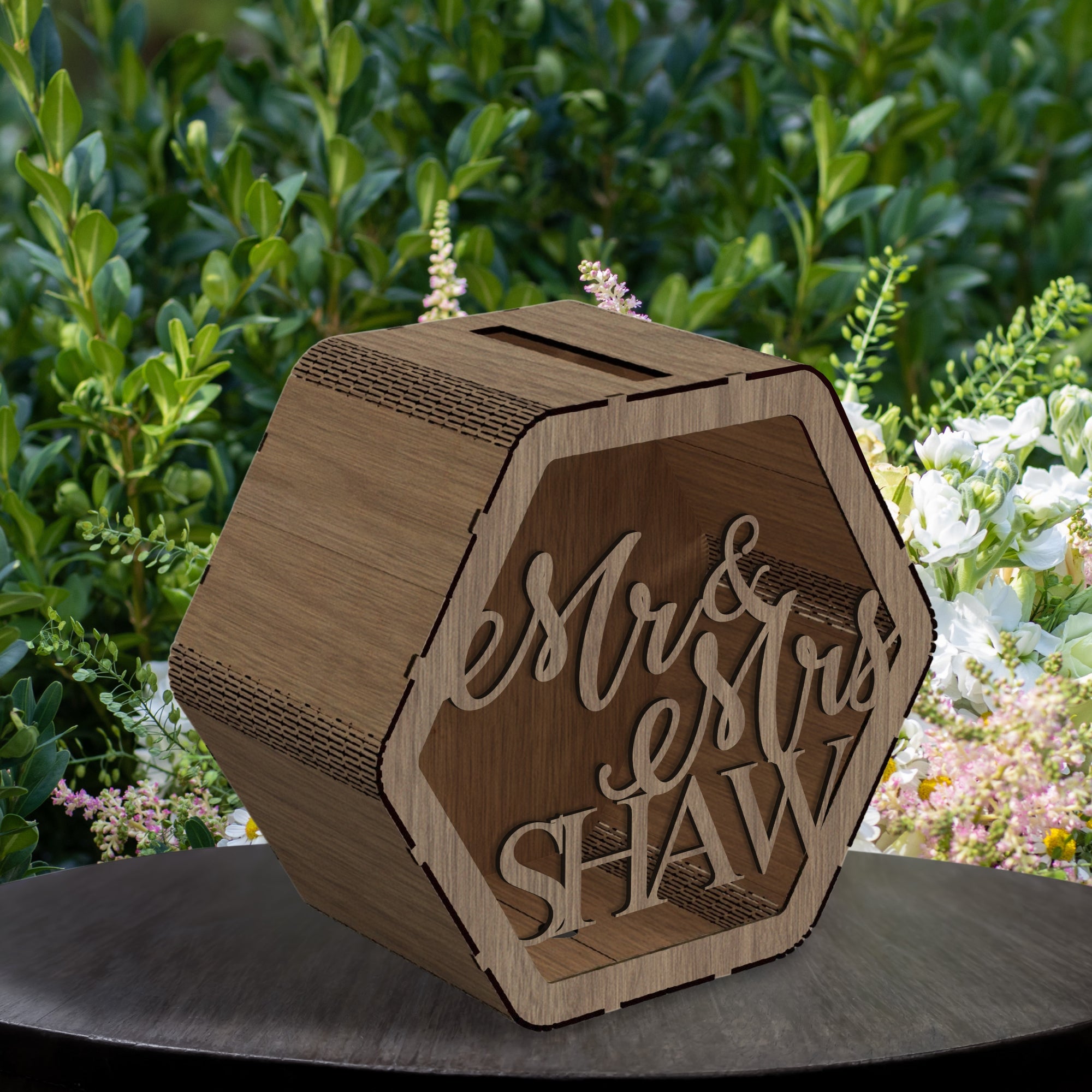 Custom Made Laser Cut Plywood Wishing Well Box, Personalised Name & Date Money, Envelope, Card Boxes, Rustic Wedding Memory Keepsake Gift