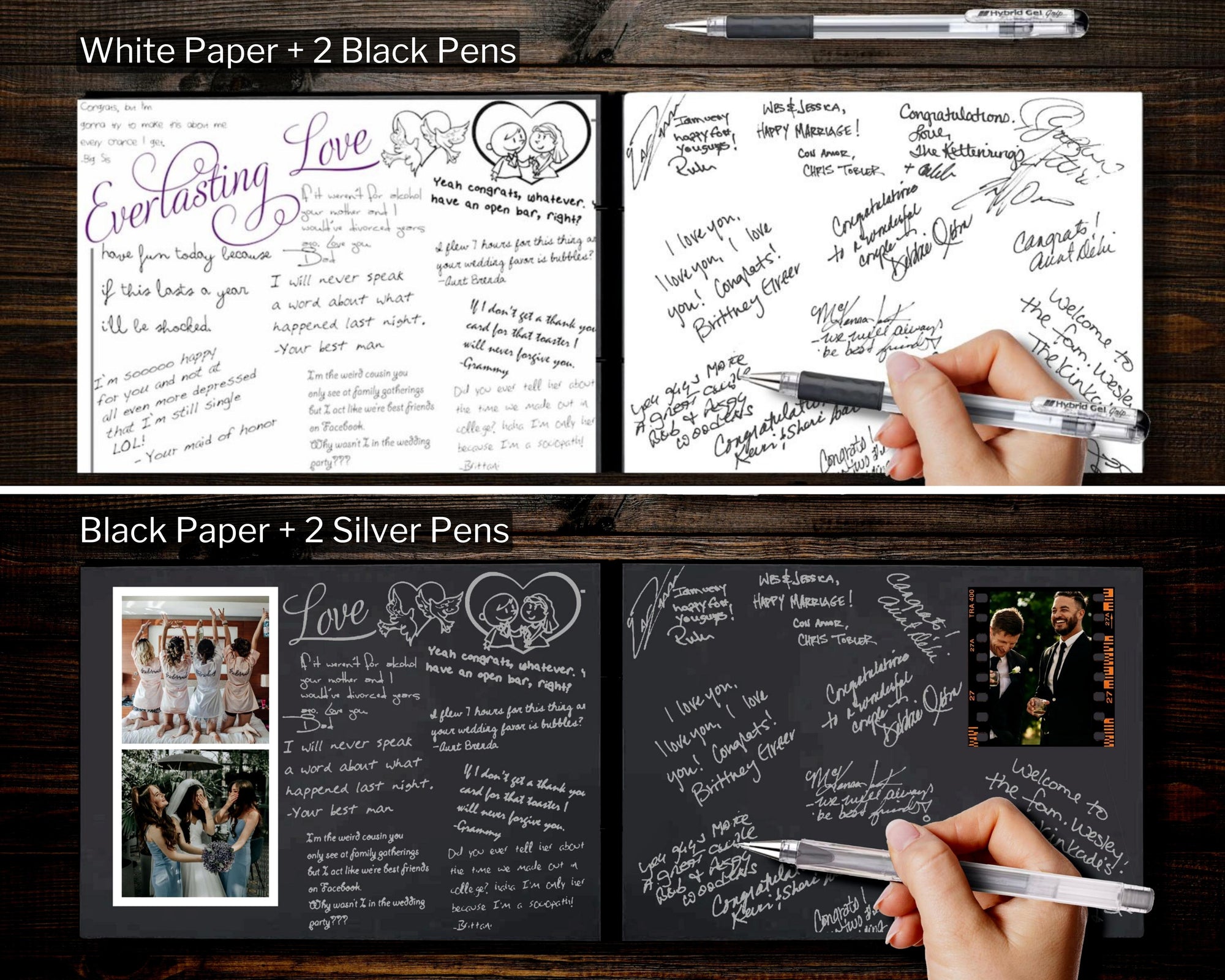 Custom Laser Cut &amp; Engraved Wooden Wedding Guest Book, Personalised Plywood Alternative/ Traditional Birthday Guestbook Keepsake, Rustic/ Vintage Party Decor