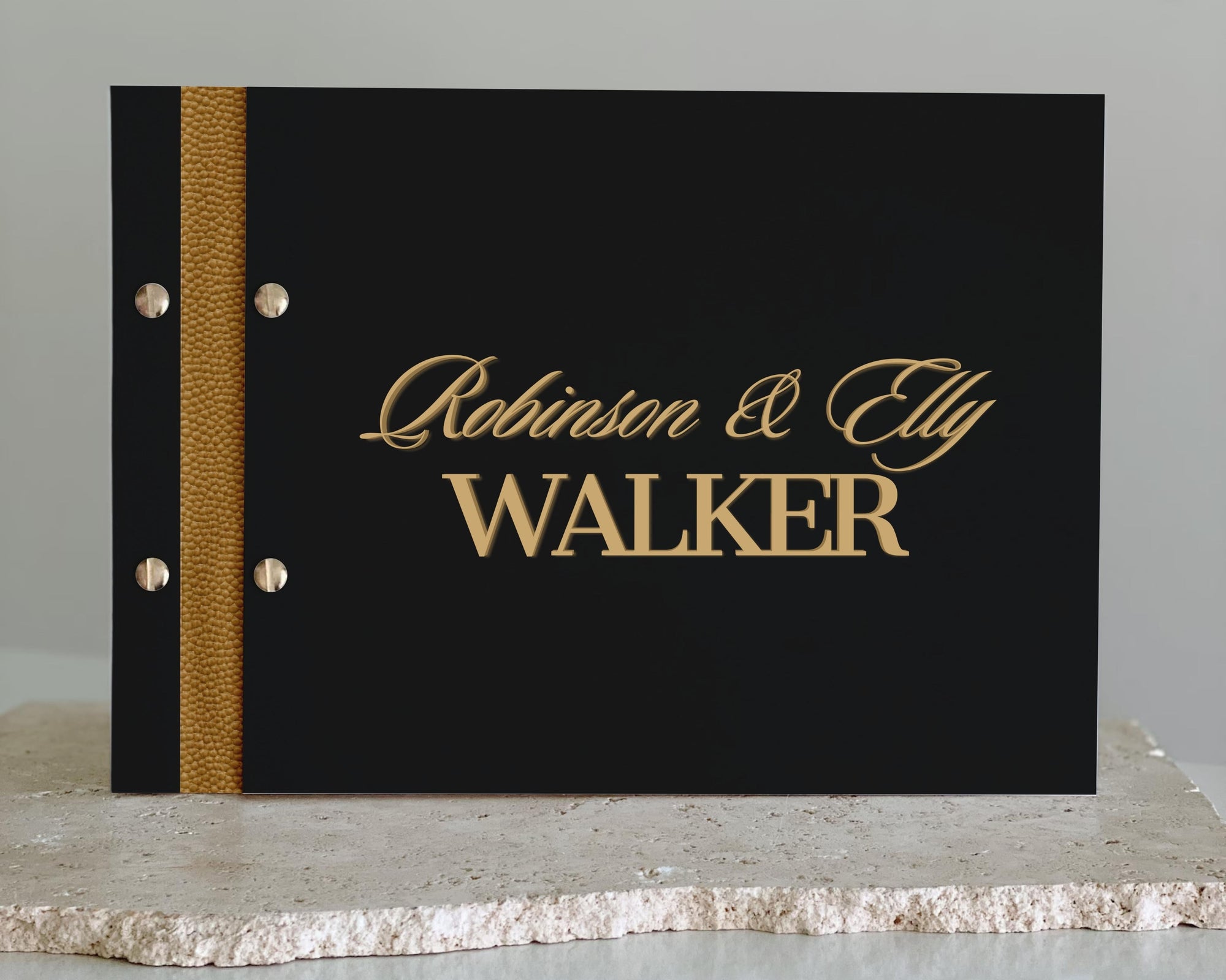 Custom Made 3D Raised Acrylic & Vegan Leather Wedding Guest Book, Personalised Alternative/ Traditional Logo Guestbook Keepsake, Party Decor