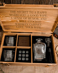 Personalised Army Wood Crate Whiskey Decanter & Glasses Box, Custom Engraved Barware Set, Groomsman Dad, Birthday, Wedding, Corporate Gift