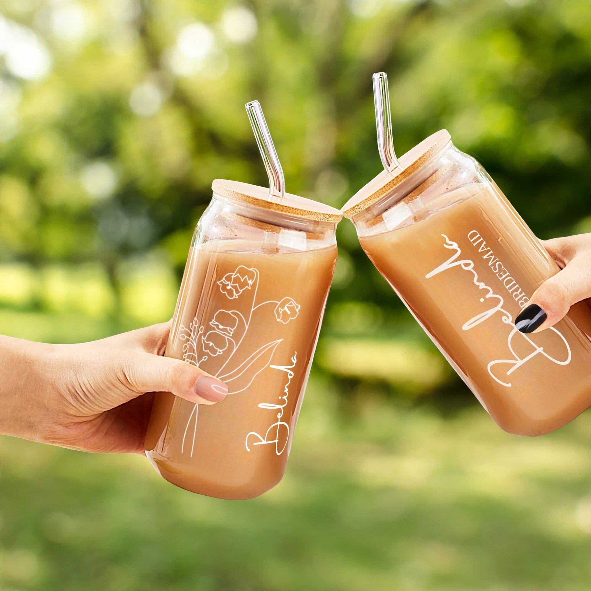 Personalised Name, Birth Month Flower Can Glass & Lid, Straw Set, Custom UV Print Tumbler, Coffee Cup, Wedding Favours, Bridesmaid, Mom Gift