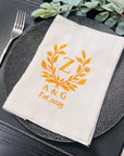 Custom Embroidered Linen Cloth Napkin, Personalised Guest Table Name Place Towel Logo Handkerchief Embroidery Wedding Favor Anniversary Gift