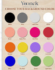 Color swatch for personalized gifts with Yoonek branding