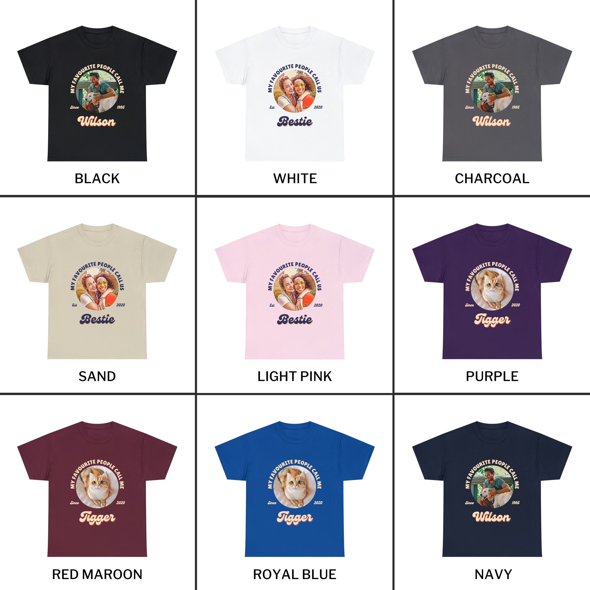 Customise Your Own Photo My Favourite People Call Me Unisex T-shirt, Personalised Insert Pet Image Tee Shirts, Friend Group, Couple, Anniversary Gifts