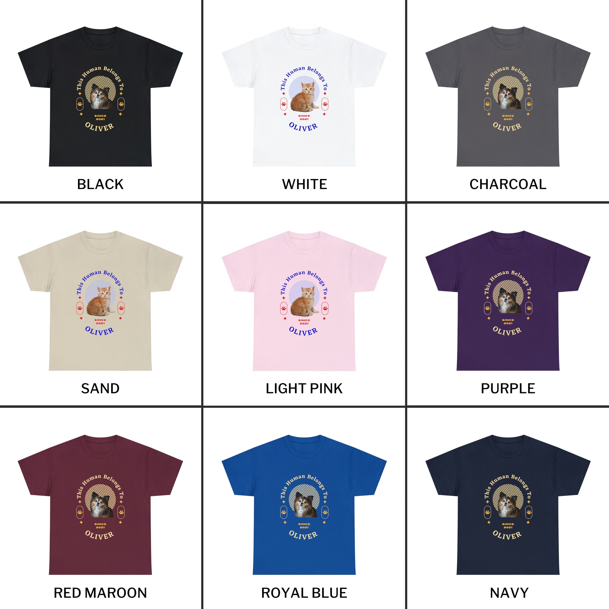 Customise Your Pet Photo Unisex T-shirt, Personalised Name This Human belongs To Dog Lover Shirt, Cat Image Custom T Shirt, Personalised Tee Shirts Birthday Gift