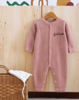 Custom Embroidered Knit Baby Name Long Sleeve Romper, Personalised Pregnancy Announcement Onesies, Christening, Birthday Shower New Mom Gift