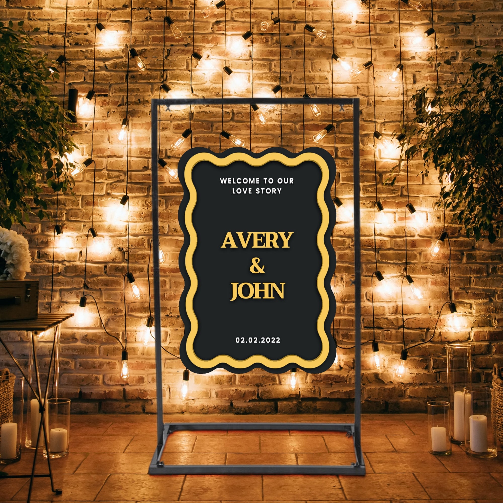 Custom Double Acrylic Wave Wedding Welcome 3D Sign, Personalised Mirror Name, Hens Party/ Engagement/ Bridal Shower/ Birthday Signage Decor