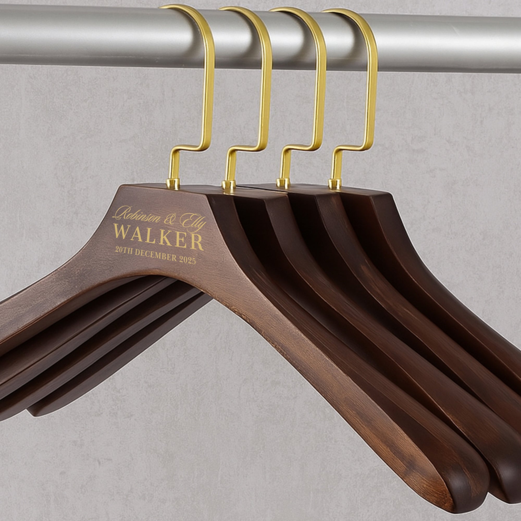 Custom Deluxe Square Wide Shoulder Wood Hanger Rotatable Hook, Personalised Logo Commercial Heavy Hangers, Wedding Groomsman Bridesmaid Gift