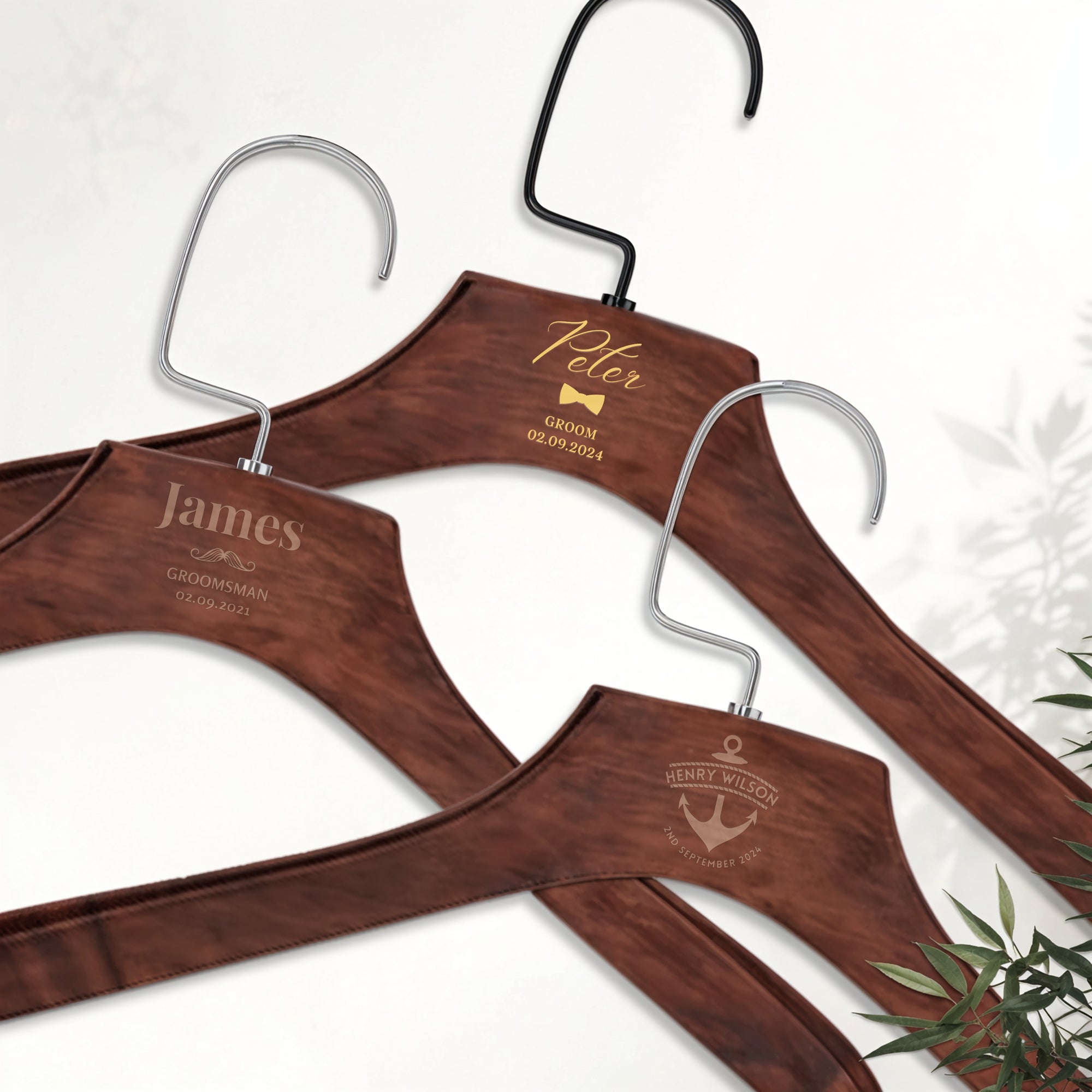 Custom Deluxe Square Wide Shoulder Wood Hanger Rotatable Hook, Personalised Logo Commercial Heavy Hangers, Wedding Groomsman Bridesmaid Gift