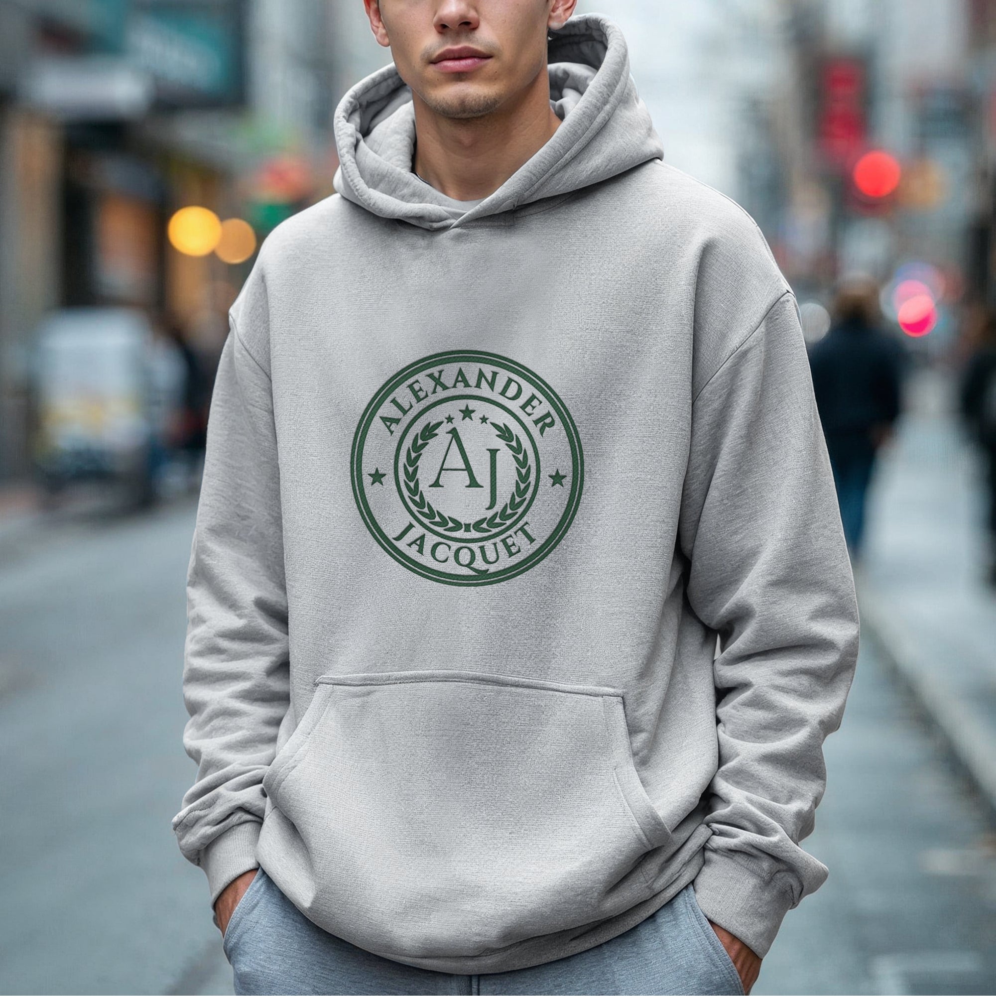 Custom Embroidered 520gsm Heavyweight Unisex Gray Hoodie with Pocket, Personalised Sweatshirt