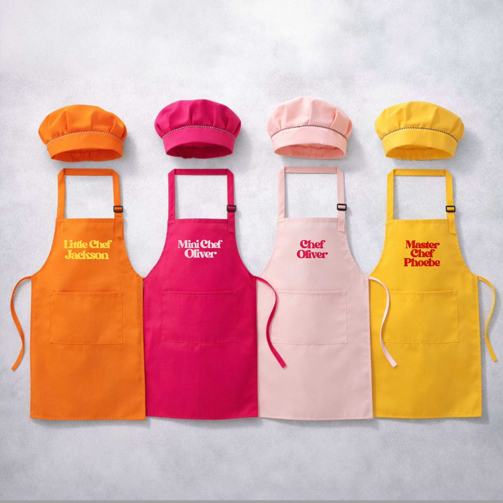 Custom Embroidered 6+ Kid Apron &amp; Chef’s Hat, Personalised Junior Sous Kitchen Helper, Little Baby Baker Children Birthday Housewarming Gift