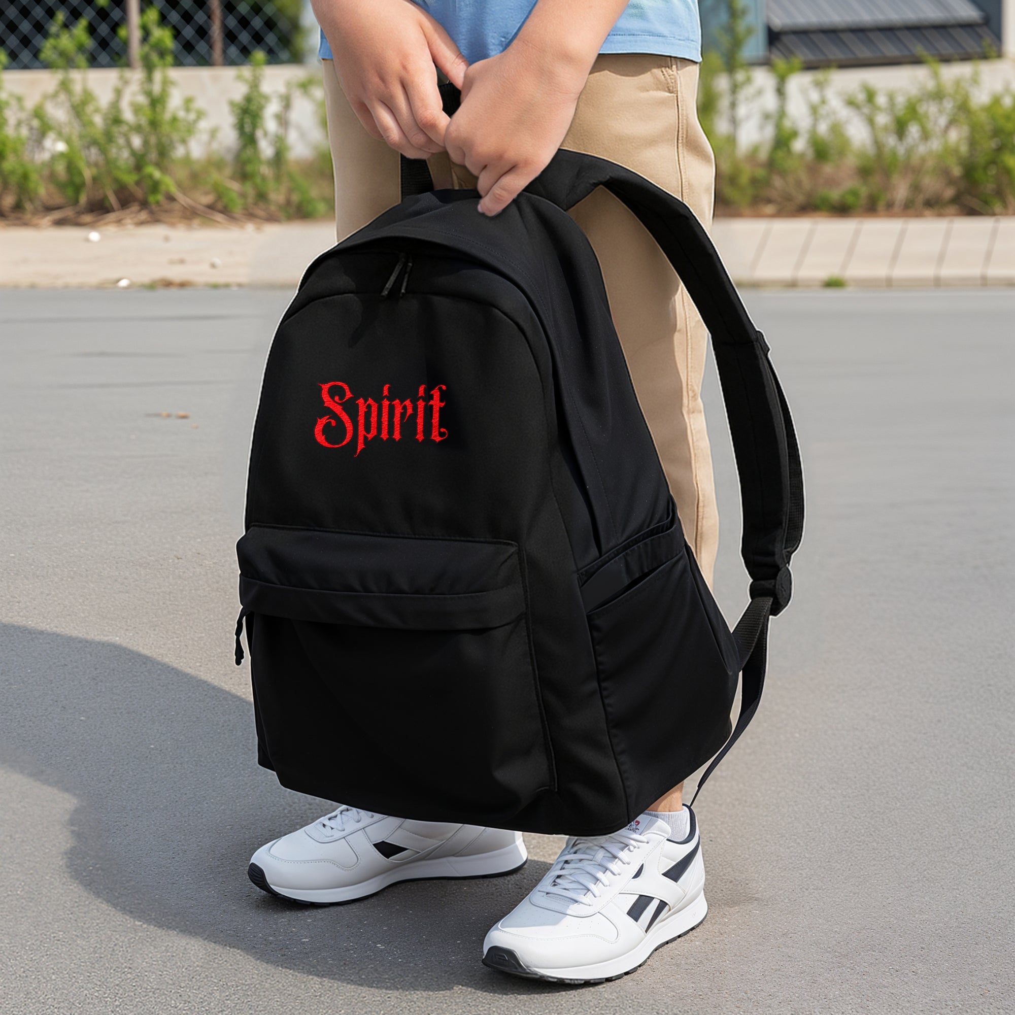 Custom Embroidered Black Laptop Backpack, Personalised Name Casual Zippered School Bag, University, Work, Travel, Graduation, Corporate Gift