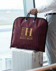 Custom Embroidered Carry Striped Suit Bag Personalised Travel Garment Zipper Storage, Business Vest Formal Clothing Organiser Groomsman Gift