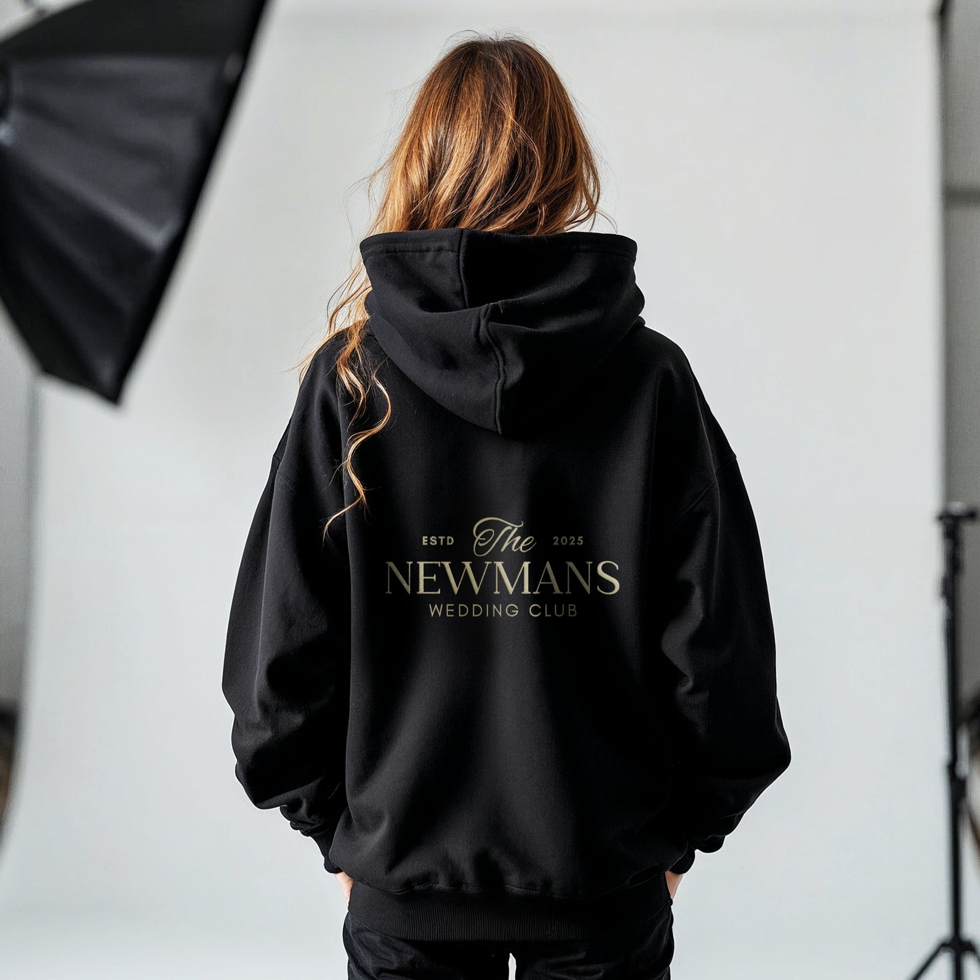 Custom Embroidered 520gsm Heavyweight Unisex Black Hoodie with Pocket, Personalised Sweatshirt