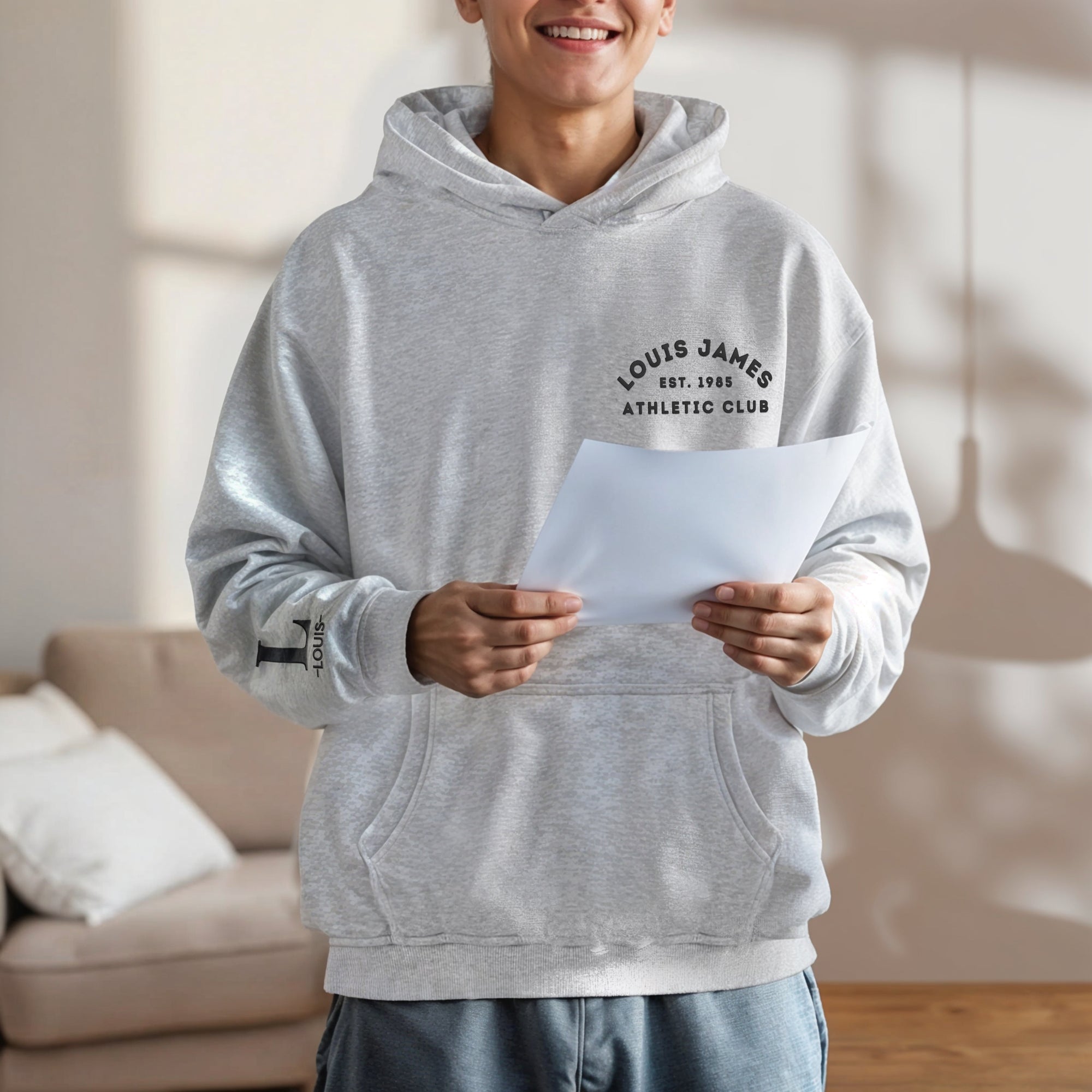 Custom Embroidered 520gsm Heavyweight Unisex Gray Hoodie with Pocket, Personalised Sweatshirt