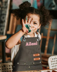 Custom Embroidered Kid Crossover Pocket Apron, Personalised Adjustable Little Chef Kitchen Workshop Baby Handyman Garden Helper Children Bib